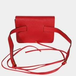 Hermes Vintage Rouge Vif Courchevel Pochette Belt Bag GHW For Women 8 Hermes Vintage Rouge Vif Courchevel Pochette Belt Bag GHW For Women -Deals Hermes Store luxury women hermes used handbags p658100 003
