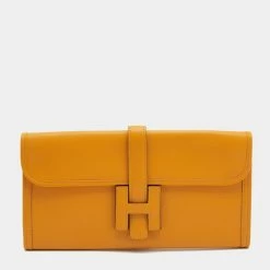 Hermes Hermès Jaune D' Or Epsom Leather Elan Jige 29 Clutch For Women