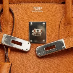 Hermes Orange Epsom Leather Palladium Finish Birkin 30 Bag For Women -Deals Hermes Store luxury women hermes used handbags p658152 009