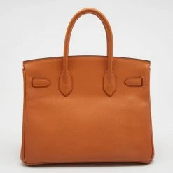 Hermes Orange Epsom Leather Palladium Finish Birkin 30 Bag For Women -Deals Hermes Store luxury women hermes used handbags p658152 027