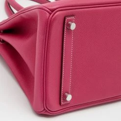 Hermes Rose Tyrien Epsom Leather Palladium Finish Birkin 30 Bag For Women -Deals Hermes Store luxury women hermes used handbags p658162 015