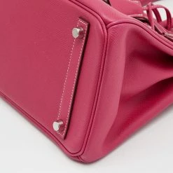 Hermes Rose Tyrien Epsom Leather Palladium Finish Birkin 30 Bag For Women -Deals Hermes Store luxury women hermes used handbags p658162 016