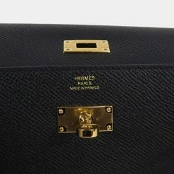 Hermes Black Epsom Leather Gold Hardware Kelly Long Bag For Women -Deals Hermes Store luxury women hermes used handbags p658537 004