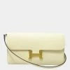 Hermes White Leather Constance Long To Go Shoulder Bag For Women