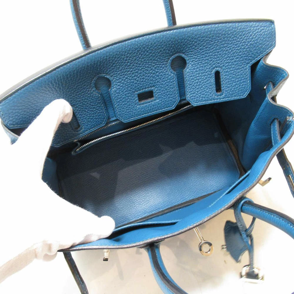 Hermes Blue Togo Leather Palladium Hardware Birkin 25 Bag For Women 7 Hermes Blue Togo Leather Palladium Hardware Birkin 25 Bag For Women - Image 5