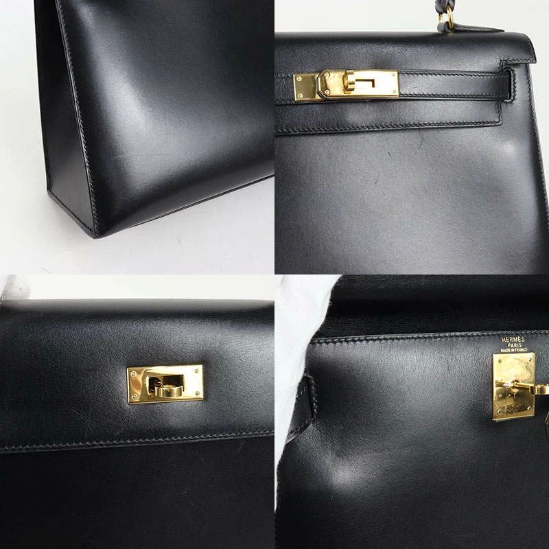 Hermes Black Box Calf Leather Gold Hardware Kelly 28 Bag For Women 12 Hermes Black Box Calf Leather Gold Hardware Kelly 28 Bag For Women - Image 10