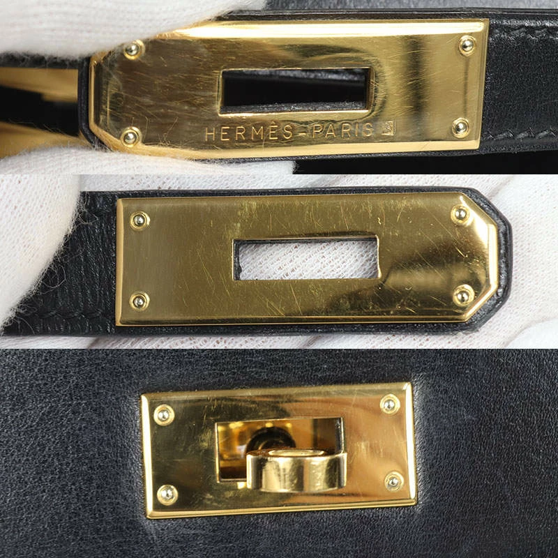 Hermes Black Box Calf Leather Gold Hardware Kelly 28 Bag For Women 9 Hermes Black Box Calf Leather Gold Hardware Kelly 28 Bag For Women - Image 7
