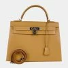 Hermes Natural Leather Palladium Hardware Kelly 32 Bag For Women -Deals Hermes Store luxury women hermes used handbags p659313 001