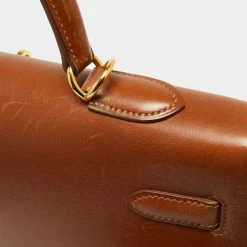 Hermes Gold Box Leather Kelly Gold Finish Sellier 35 Bag For Women -Deals Hermes Store luxury women hermes used handbags p661086 006