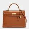 Hermes Gold Box Leather Kelly Gold Finish Sellier 35 Bag For Women