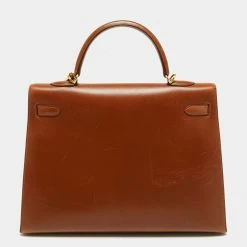 Hermes Gold Box Leather Kelly Gold Finish Sellier 35 Bag For Women -Deals Hermes Store luxury women hermes used handbags p661086 023
