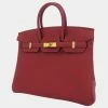 Hermes Red Togo Leather Gold Hardware Birkin 25 Bag For Women -Deals Hermes Store luxury women hermes used handbags p661174 001