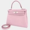 Hermes Pink Taurillon Clemence Palladium Hardware Kelly 28 Retourne Bag For Women -Deals Hermes Store luxury women hermes used handbags p661181 001
