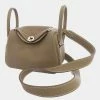 Hermes Grey Taurillon Clemence Leather Mini Lindy 20 Shoulder Bag For Women