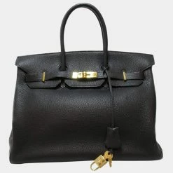 Hermes Black Clemence Birkin 35 For Women