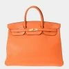 Hermes Orange Taurillon Clemence Leather Gold Hardware Birkin 40 Bag For Women -Deals Hermes Store luxury women hermes used handbags p661584 003