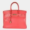 Hermes Hermès Limited Edition Rose Jaipur & Gold Epsom Candy Birkin 35 GHW For Women -Deals Hermes Store luxury women hermes used handbags p662035 008