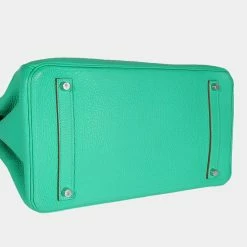 Hermes Hermès Menthe Clémence Birkin 35 PHW For Women -Deals Hermes Store luxury women hermes used handbags p662037 002