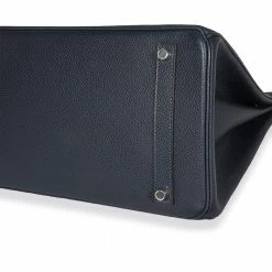 Hermes Hermès Bleu Indigo Vache Liegee Birkin 35 PHW For Women -Deals Hermes Store luxury women hermes used handbags p662040 004