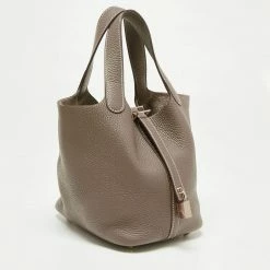 Hermes Etoupe Taurillion Clemence Leather Picotin Lock 18 Bag For Women -Deals Hermes Store luxury women hermes used handbags p663040 004