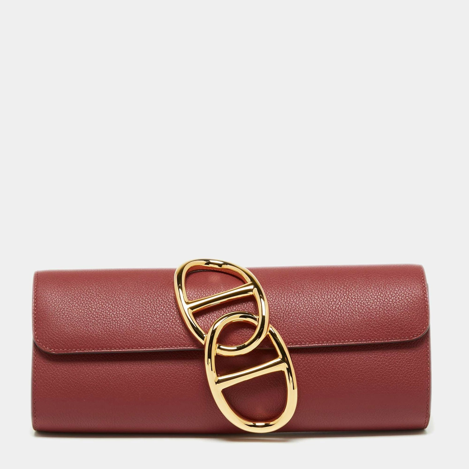Hermes Rouge Grenat Evercolor Leather Egee Clutch For Women 3 Hermes Rouge Grenat Evercolor Leather Egee Clutch For Women