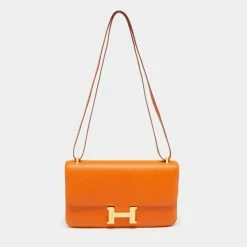 Hermes Orange Epsom Leather Constance Elan Bag For Women