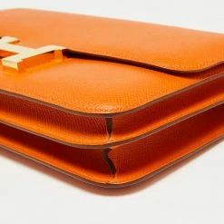 Hermes Orange Epsom Leather Constance Elan Bag For Women -Deals Hermes Store luxury women hermes used handbags p663942 010
