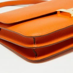 Hermes Orange Epsom Leather Constance Elan Bag For Women -Deals Hermes Store luxury women hermes used handbags p663942 011