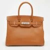 Hermes Gold Epsom Leather Palladium Plated Birkin 30 Bag For Women -Deals Hermes Store luxury women hermes used handbags p664398 005