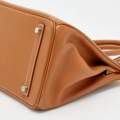 Hermes Gold Epsom Leather Palladium Plated Birkin 30 Bag For Women -Deals Hermes Store luxury women hermes used handbags p664398 010