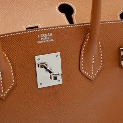 Hermes Gold Epsom Leather Palladium Plated Birkin 30 Bag For Women -Deals Hermes Store luxury women hermes used handbags p664398 013
