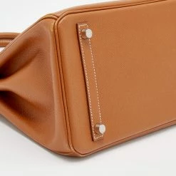 Hermes Gold Epsom Leather Palladium Plated Birkin 30 Bag For Women -Deals Hermes Store luxury women hermes used handbags p664398 015