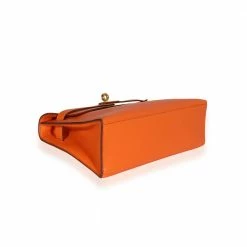 Hermes Hermès Orange H Swift Kelly Pochette GHW For Women -Deals Hermes Store luxury women hermes used handbags p667438 006