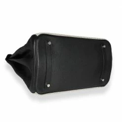 Hermes Hermès Écru Toile & Black Swift Birkin 35 PHW For Women -Deals Hermes Store luxury women hermes used handbags p667439 008