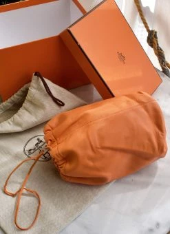 Hermes Orange Pochette Bag For Women -Deals Hermes Store luxury women hermes used handbags p667775 018