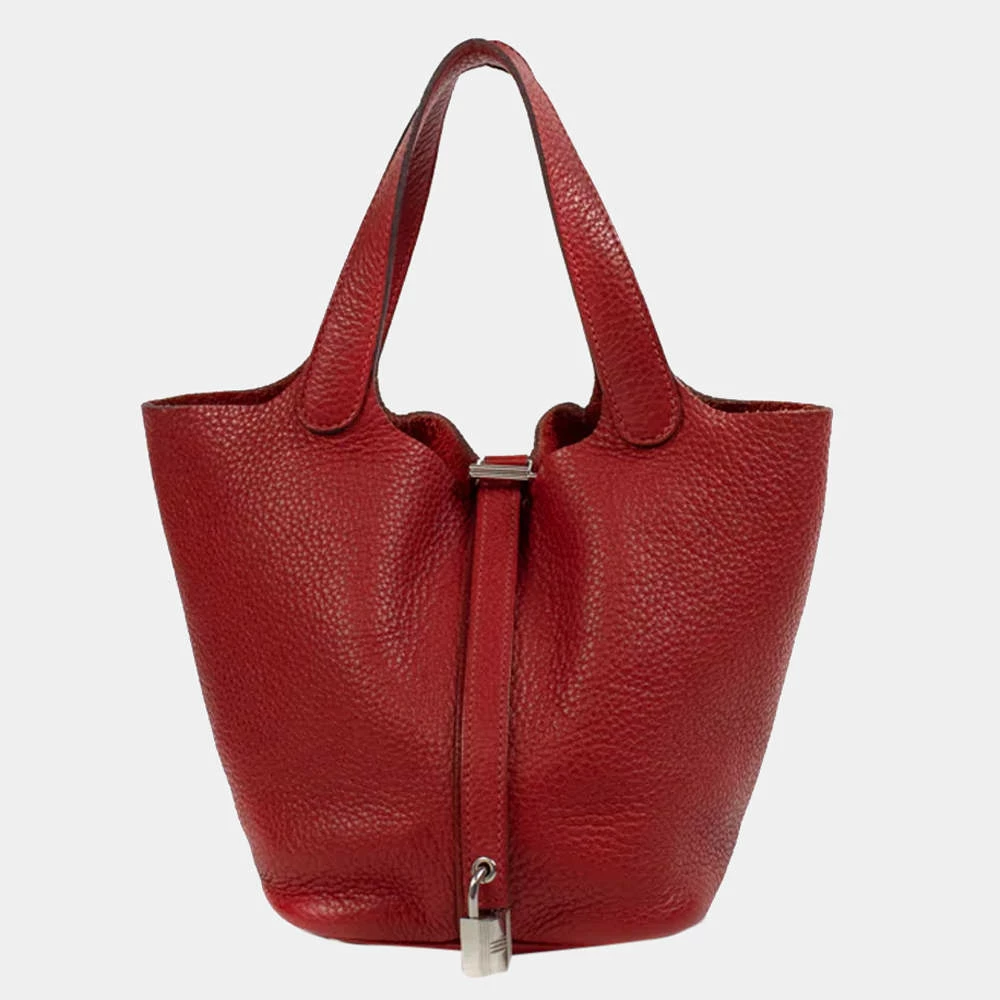 Hermes Red Clemence Leather Picotin Lock 18 Top Handle Bag For Women 3 Hermes Red Clemence Leather Picotin Lock 18 Top Handle Bag For Women