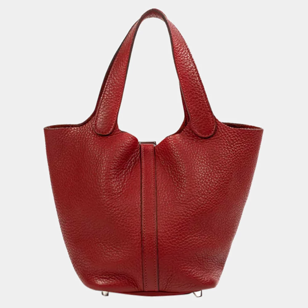 Hermes Red Clemence Leather Picotin Lock 18 Top Handle Bag For Women 5 Hermes Red Clemence Leather Picotin Lock 18 Top Handle Bag For Women - Image 3