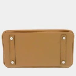 Hermes Brown Swift Leather Palladium Hardware In And Out Birkin 25 Bag For Women -Deals Hermes Store luxury women hermes used handbags p668241 002