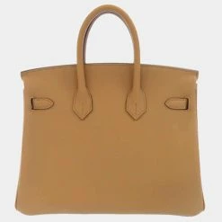 Hermes Brown Swift Leather Palladium Hardware In And Out Birkin 25 Bag For Women -Deals Hermes Store luxury women hermes used handbags p668241 008