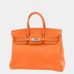 Hermes Birkin Swift Leather Handbag Orange For Women