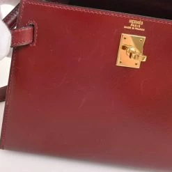 Hermes Kelly Women's Box Calf Leather Shoulder Bag Bordeaux For Women -Deals Hermes Store luxury women hermes used handbags p668923 001