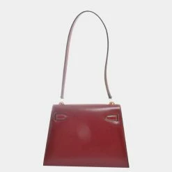 Hermes Kelly Women's Box Calf Leather Shoulder Bag Bordeaux For Women -Deals Hermes Store luxury women hermes used handbags p668923 005