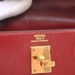Hermes Kelly Women's Box Calf Leather Shoulder Bag Bordeaux For Women -Deals Hermes Store luxury women hermes used handbags p668923 009