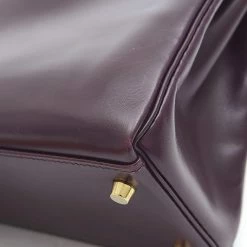 Hermes Kelly Box Calf Leather Handbag,Shoulder Bag Raisin For Women -Deals Hermes Store luxury women hermes used handbags p668925 002