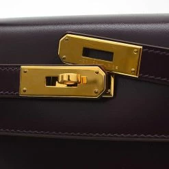 Hermes Kelly Box Calf Leather Handbag,Shoulder Bag Raisin For Women -Deals Hermes Store luxury women hermes used handbags p668925 005