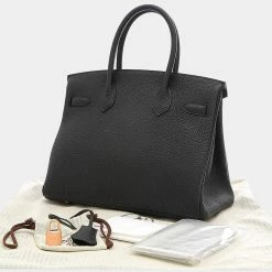 Hermes Birkin Togo Leather Handbag Black For Women -Deals Hermes Store luxury women hermes used handbags p668997 003