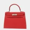 Hermes Kelly Epsom Leather Handbag,Shoulder Bag Rouge Casaque For Women -Deals Hermes Store luxury women hermes used handbags p669006 002