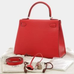 Hermes Kelly Epsom Leather Handbag,Shoulder Bag Rouge Casaque For Women -Deals Hermes Store luxury women hermes used handbags p669006 005