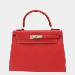Hermes Kelly Epsom Leather Handbag,Shoulder Bag Rouge Casaque For Women -Deals Hermes Store luxury women hermes used handbags p669006 008