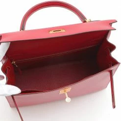 Hermes Kelly Tadelakt Leather Handbag,Shoulder Bag Rouge Vif For Women -Deals Hermes Store luxury women hermes used handbags p669009 001